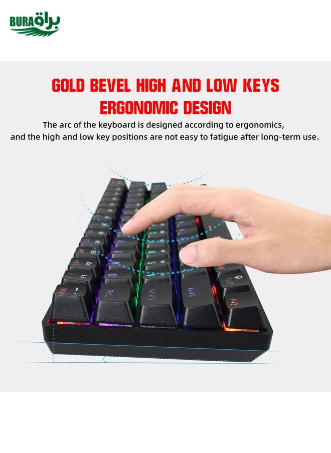 HXSJ V900 61 Keys Cool Lighting Effect Mechanical Wired Keyboard(Black)