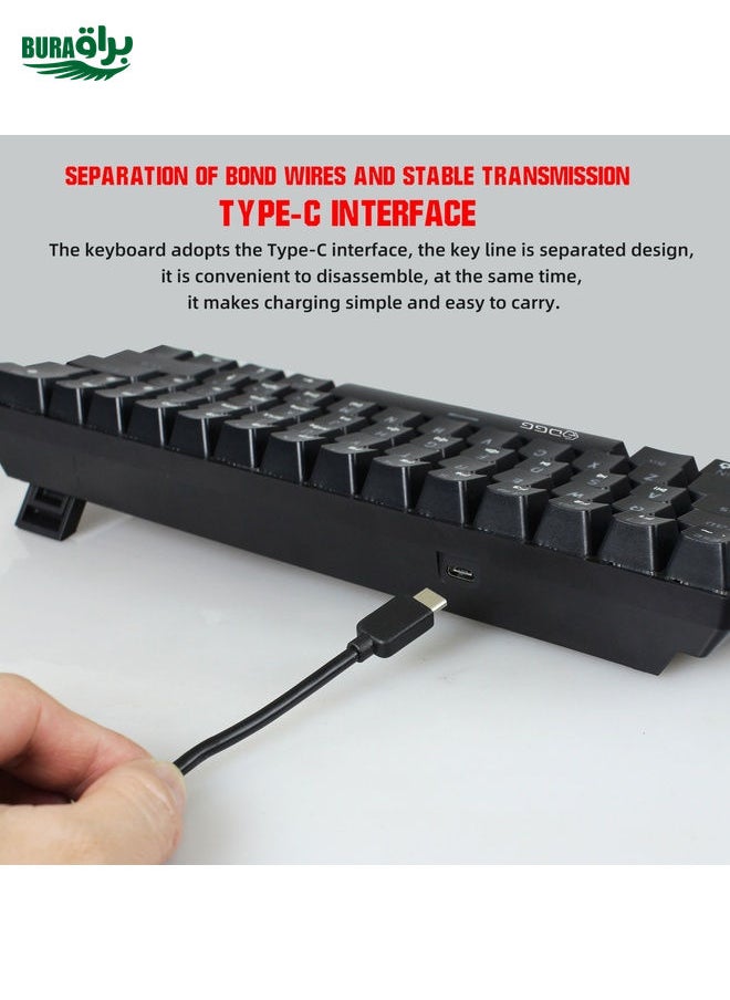 HXSJ V900 61 Keys Cool Lighting Effect Mechanical Wired Keyboard(Black)