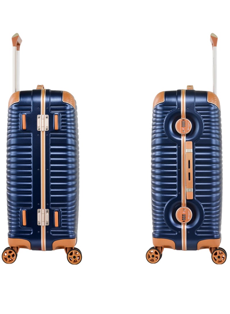 إيمينينت حقيبة سفر صلبة ماكرولون بولي كربونات بإطار ألومنيوم ذهبي، مقاس 24 بوصة، لون أزرق قمري - Image 3