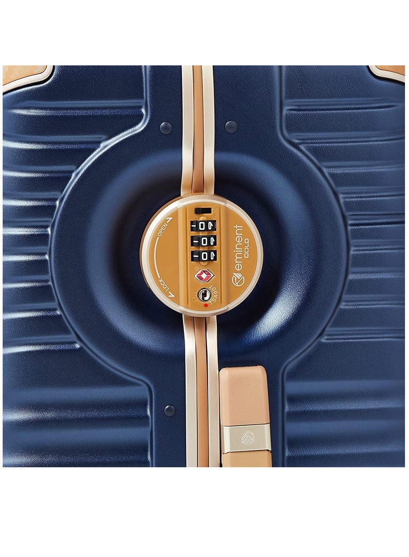 إيمينينت حقيبة سفر صلبة ماكرولون بولي كربونات بإطار ألومنيوم ذهبي، مقاس 24 بوصة، لون أزرق قمري - Image 5