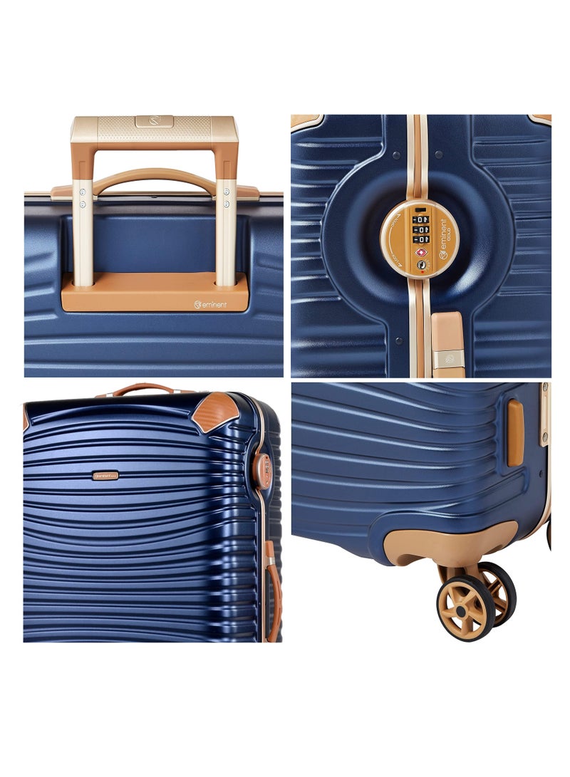 إيمينينت حقيبة سفر صلبة ماكرولون بولي كربونات بإطار ألومنيوم ذهبي، مقاس 24 بوصة، لون أزرق قمري - Image 4
