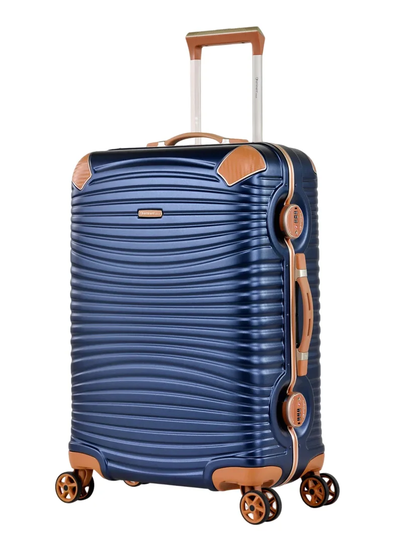 إيمينينت Hard Case Travel Bags Makrolon Polycarbonate Gold Jetstream Aluminum Frame Luggage Zipper Less Suitcase Extra Corner Protection Double Tsa Lock E9R1 Checked Luggage 24 inch Blue Moon