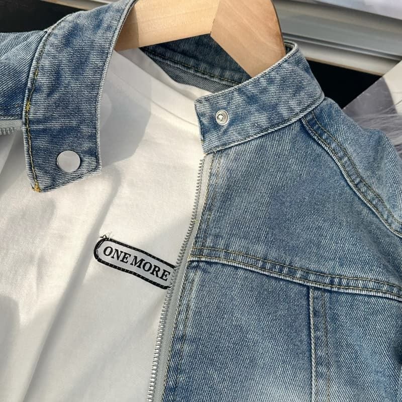 Nostalgic Thin Fashionable Handsome Collar Hong Kong Style New Chinese Denim Coat Medium And Large Children'S Wear - Image 5
