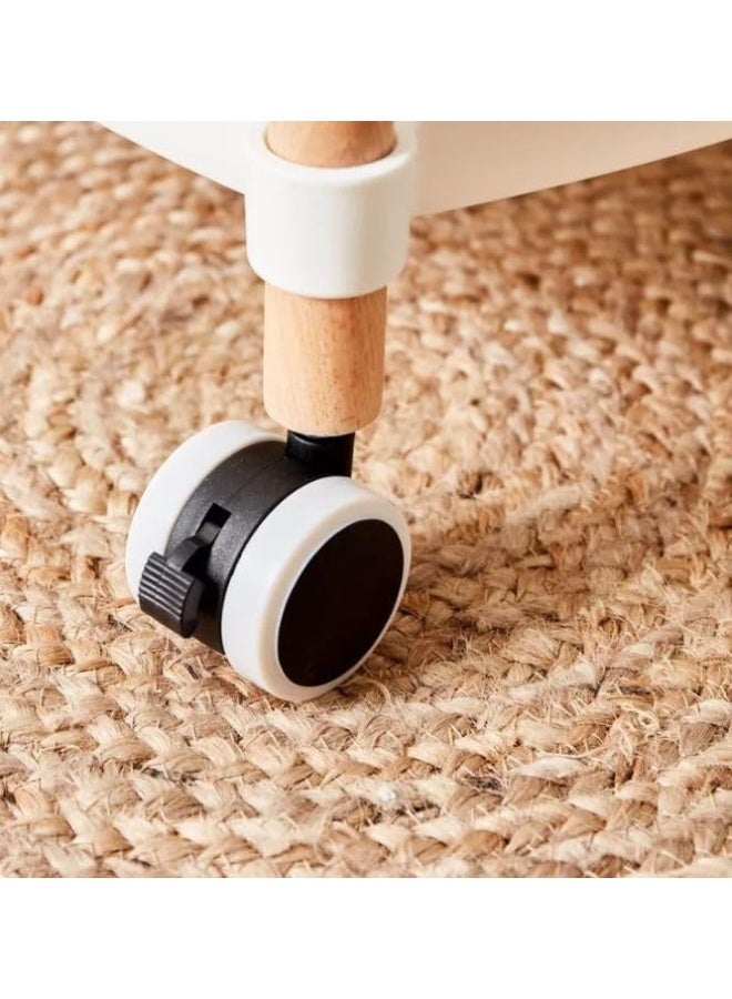 Foyer Rack Plastic Utility Cart with Wheels and Handle – 3-Tier Storage Trolley with Wooden Legs, Rolling Serving Cart for Bedroom, Hotel, Restaurant, Cafe, and Beauty Salon (Multicolor) - Image 3