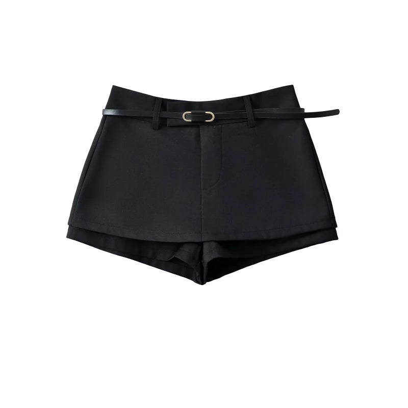 American Style Retro High Waist Fake Two-Piece Culottes Womens Summer 2024 New High Waist Anti-Light Strip Underwear A- Line Skirt Khaki - Image 3