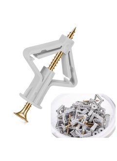 sokany 50 Pieces Wall Anchor Kit, Hollow Wall Anchors with Screws Self Drilling, Hollow Wall Anchor for Drywall Plasterboard Butterfly Type Expansion Anchors with Screws, Nylon  - Image 1