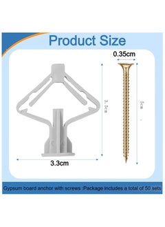 sokany 50 Pieces Wall Anchor Kit, Hollow Wall Anchors with Screws Self Drilling, Hollow Wall Anchor for Drywall Plasterboard Butterfly Type Expansion Anchors with Screws, Nylon  - Image 2