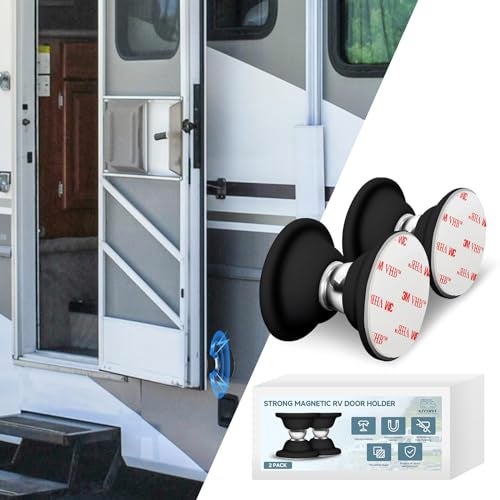 EJYTRVT RV Door Holder Magnetic Baggage Door Catch Latch for Camper Trailer Motor Home Boat Compartments Cargo Black 2 Pack - Image 1