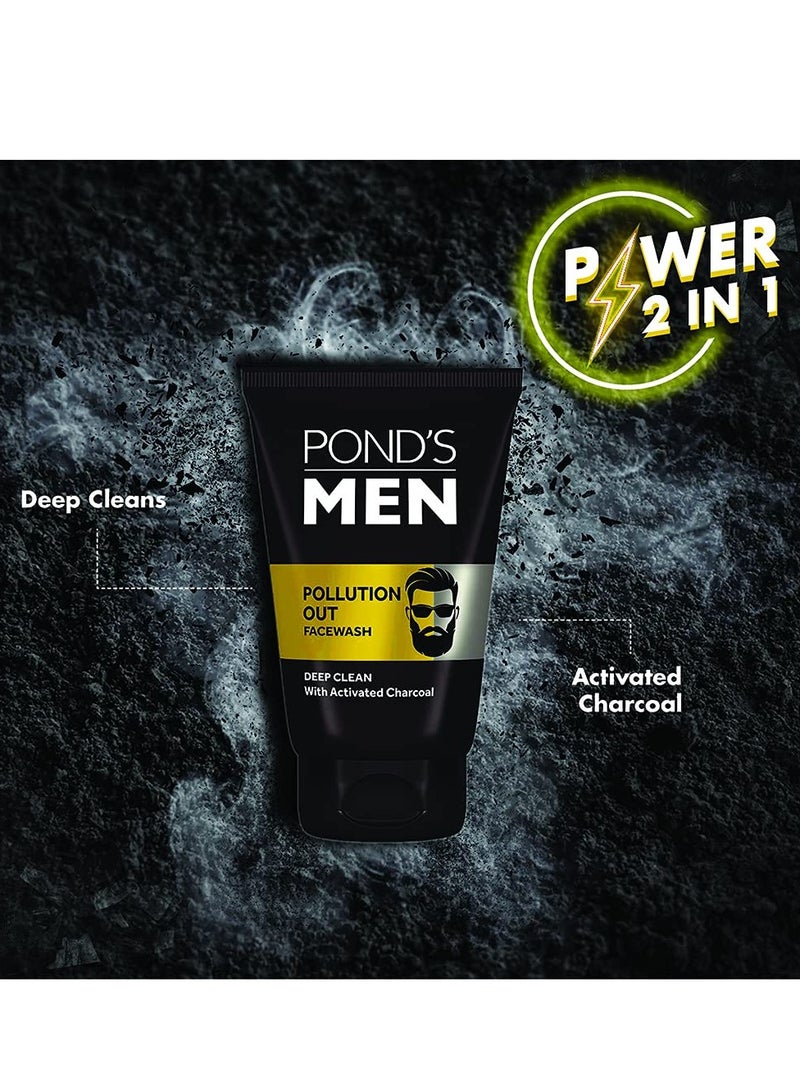 Men Pollution Out Activated Charcoal Deep Clean Facewash, 100 g