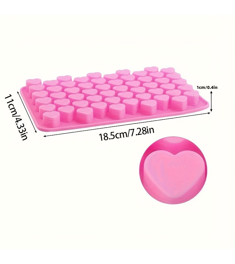 Pink Heart Shaped Silicone Mold for Mini Chocolate Drips Candy Dog Treats Jelly - Image 1