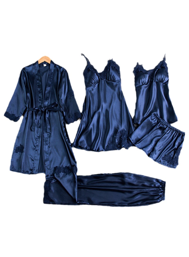 5pcs ice silk home wear long sleeve thin pajamas set  - Image 1