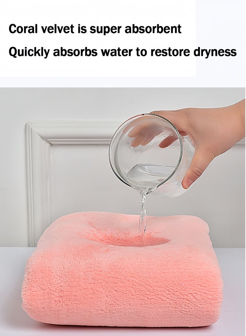 Towel set gift box, quality coral velvet, super soft absorbent bath towel, towel souvenir, wedding return gift (pink) - Image 3