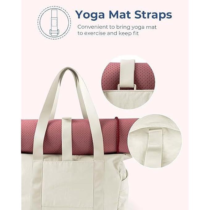rayihni Tote Bag for Women with Zipper Gym Tote with Compartments Laptop Work Tote Nurse Dance Yoga Bag for Sport Travel - Image 2