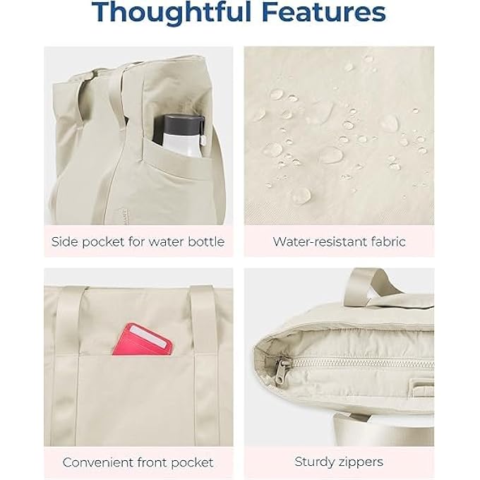 rayihni Tote Bag for Women with Zipper Gym Tote with Compartments Laptop Work Tote Nurse Dance Yoga Bag for Sport Travel - Image 3