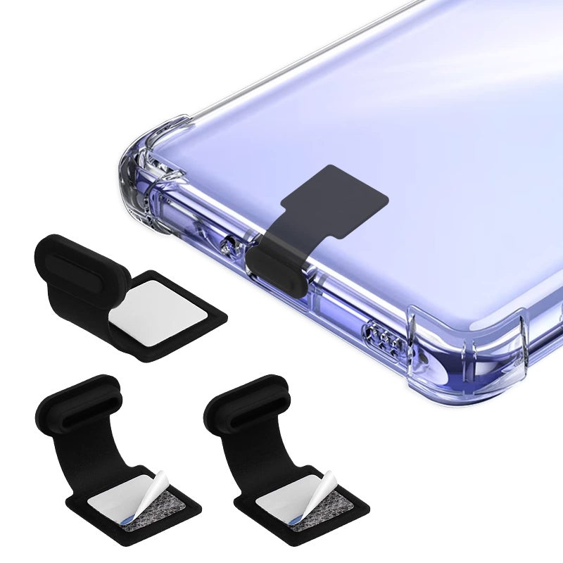 cobee Type C Port Dust Plugs USB C Dust Cover Caps Phone TypeC Anti Dust Charging Port Plug Silicone Dust Protectors with Removable Adhesive Compatible with Laptop Smartphones3pcs Black - Image 3