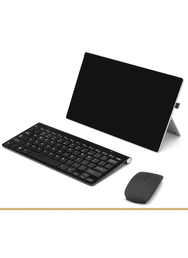 Ntech - NTECH Wireless Keyboard And Mouse Combo Cordless USB Computer Keyboard And Mouse Set Ergonomic Silent Compact Slim For Windows Laptop Apple iMac Desktop PC black - Image 1