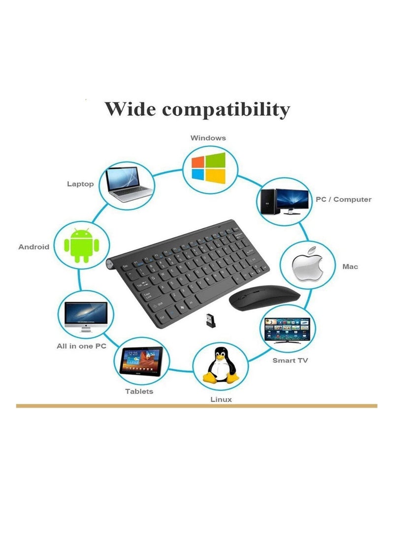 Ntech - NTECH Wireless Keyboard And Mouse Combo Cordless USB Computer Keyboard And Mouse Set Ergonomic Silent Compact Slim For Windows Laptop Apple iMac Desktop PC black - Image 1