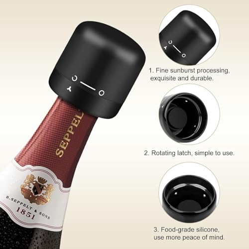 KIPSOME Wine Bottle Stopper, Silicone Wine Preserver with Rotating Switch, Reusable Sealer, Pack of 1 - Image 2