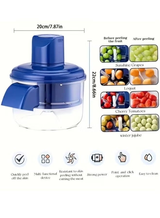 Electric Peeling Machine, Automatic Garlic Peeler Machine for Home Kitchen, Rechargeable Electric Baby Fruit Peeling Tool, Multifunctional Peeler for Fruit /Tomatoes/Grape, Blue - Image 5