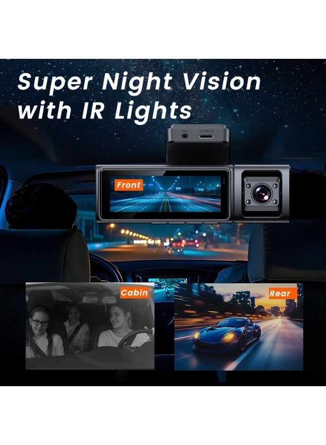 NEW SMART Dash Cam Ultra HD 4K+1K+1K 64G  3.0”Screen Built-in GPS WIFI G-SENSOR Car DVR 24H Parking Monitor Night Vision Rear Cam - Image 5