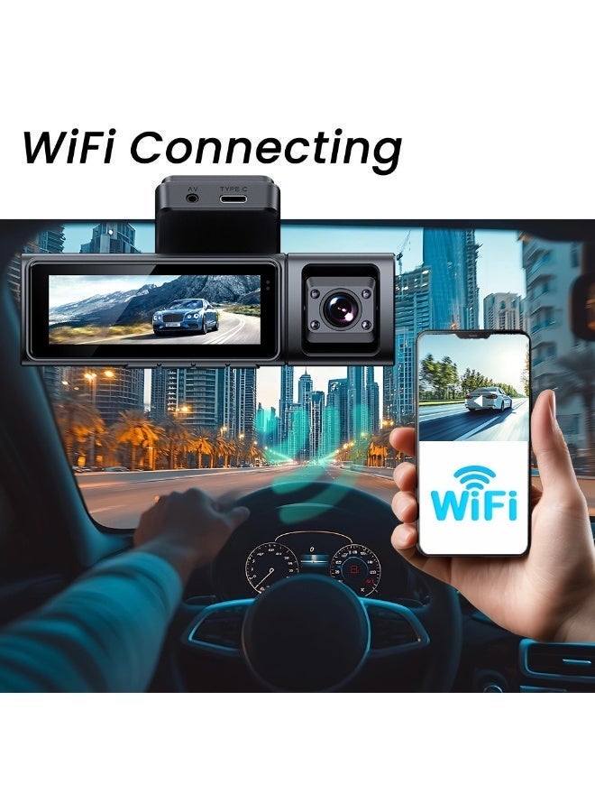 NEW SMART Dash Cam Ultra HD 4K+1K+1K 64G  3.0”Screen Built-in GPS WIFI G-SENSOR Car DVR 24H Parking Monitor Night Vision Rear Cam - Image 4