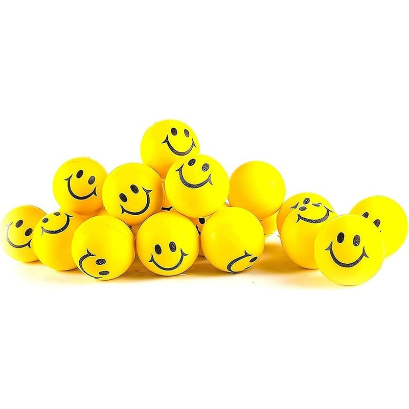 DEEPLITE Yellow Emoji Happy Smiley Face Hand Exercise Stress Ball, Soft Squeeze Stress Relief Sponge Ball, Games Playing Ball (Pack of 8) - Image 3