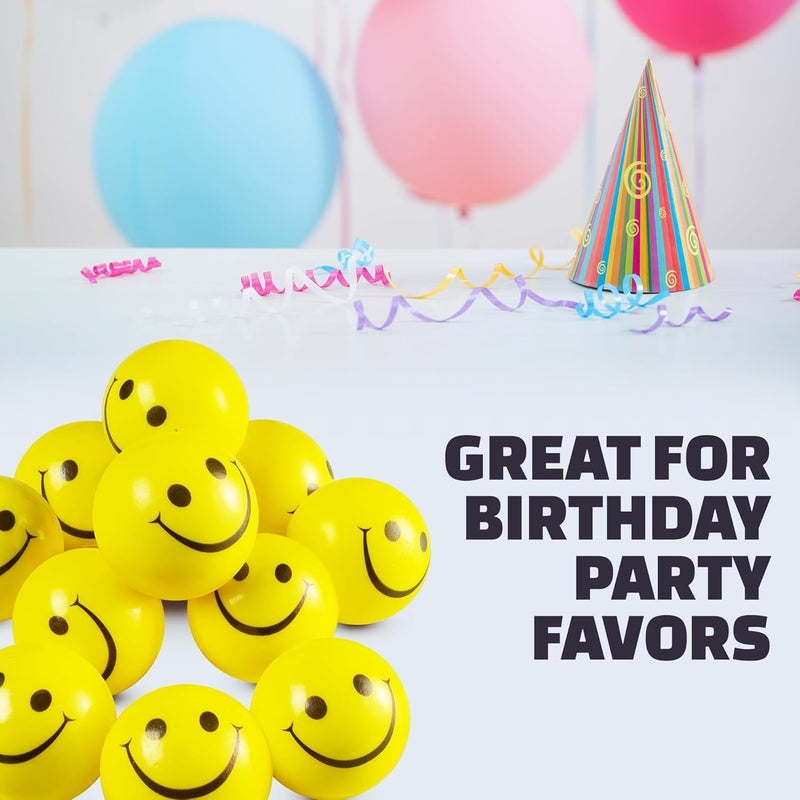 DEEPLITE Yellow Emoji Happy Smiley Face Hand Exercise Stress Ball, Soft Squeeze Stress Relief Sponge Ball, Games Playing Ball (Pack of 8) - Image 5