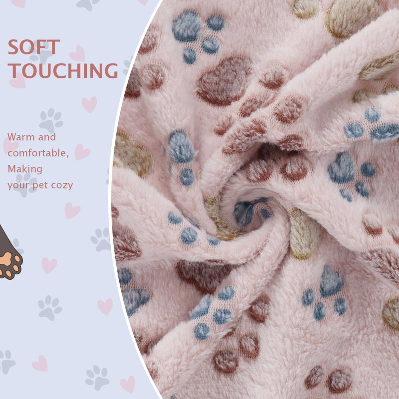 BVAGSS 6 Pack Small Dog Blanket, Super Soft Warm Pet Cover Blankets, Paw Print Puppy Fleece Flannel Blanket for Small Medium Dogs and Cats MW003 - Image 4