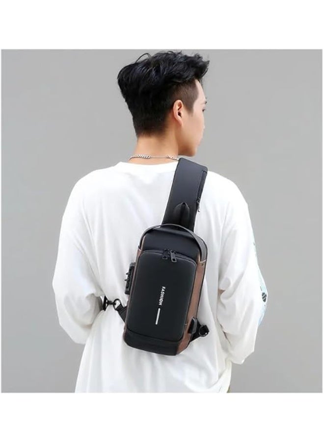 Unisex Crossbody Chest Bag, Water Resistant Shoulder Messenger Sling Bag with Hidden Zipper, USB Charging Port, Adjustable Strap and Multiple Compartments - Image 2
