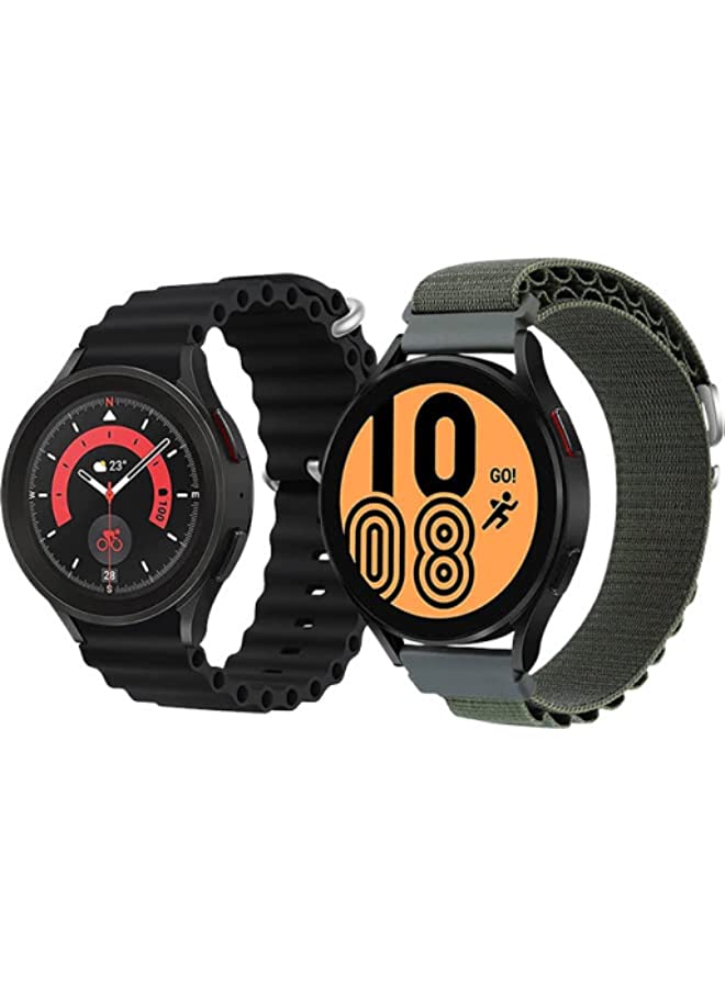 IAF Silicone Ocean Strap 22mm Watch Adjustable Loop with Buckle Sports Strap and Alpine Loop Band Nylon Sport Strap with Metal G‑Hook Replacement Wristband GreyWhite