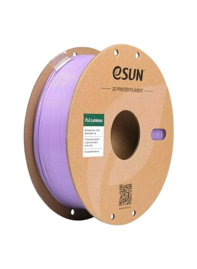 eSUN ePLA 3D Printer Filament Luminous Purple, 1.75mm No Tangle, Net Weight (1kg), ePLA Purple with Glow in The Dark Effect