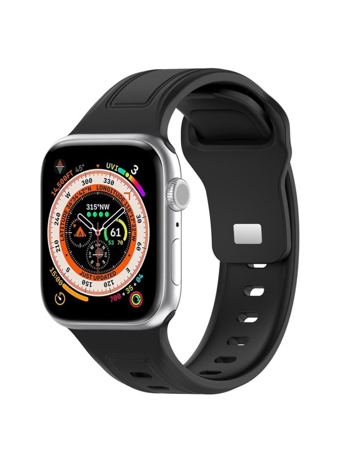 Replacement Strap For Apple Watch Ultra 2 49mm Square Buckle Silicone Watch Band Black