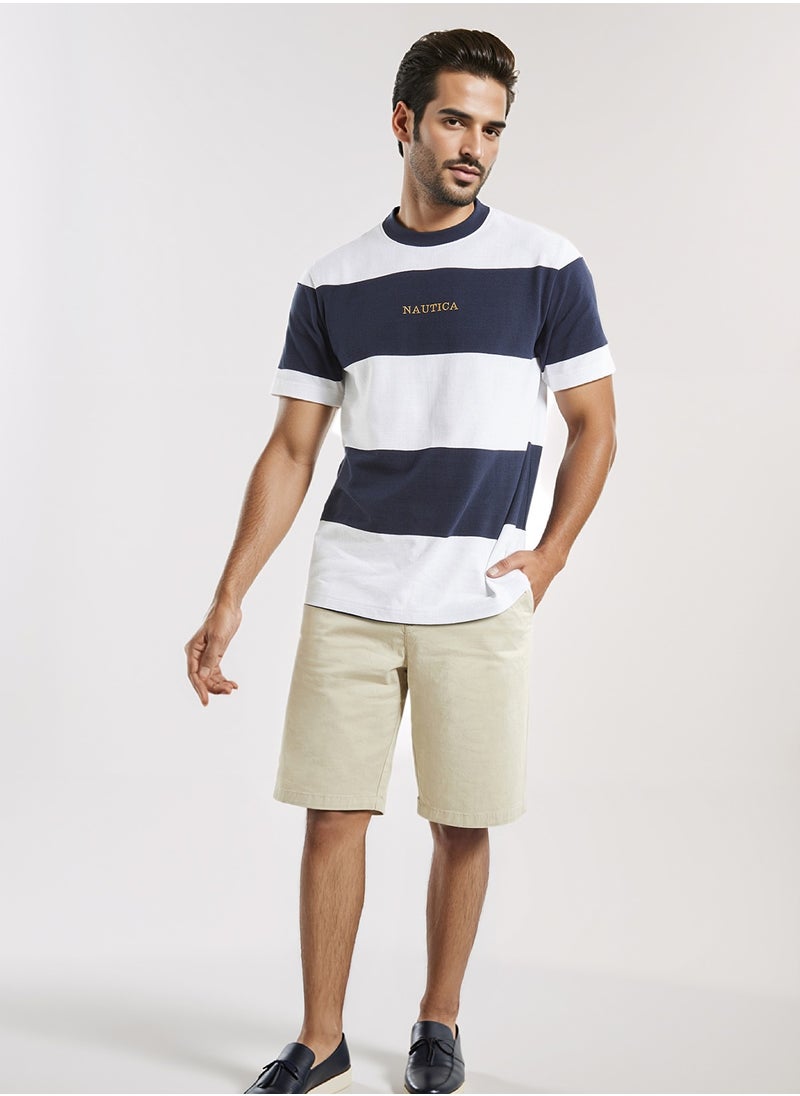 NAUTICA Contrast Striped Regular Fit Premium Cotton Crew Neck T-shirt  - Image 3