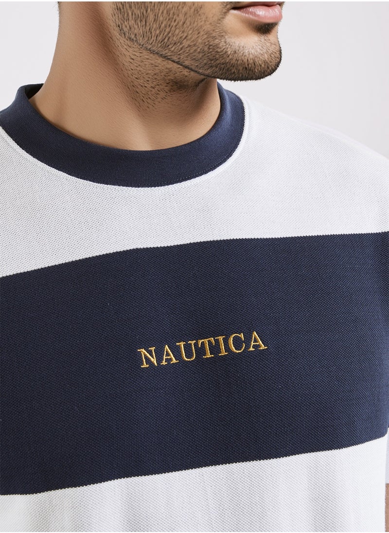 NAUTICA Contrast Striped Regular Fit Premium Cotton Crew Neck T-shirt  - Image 4