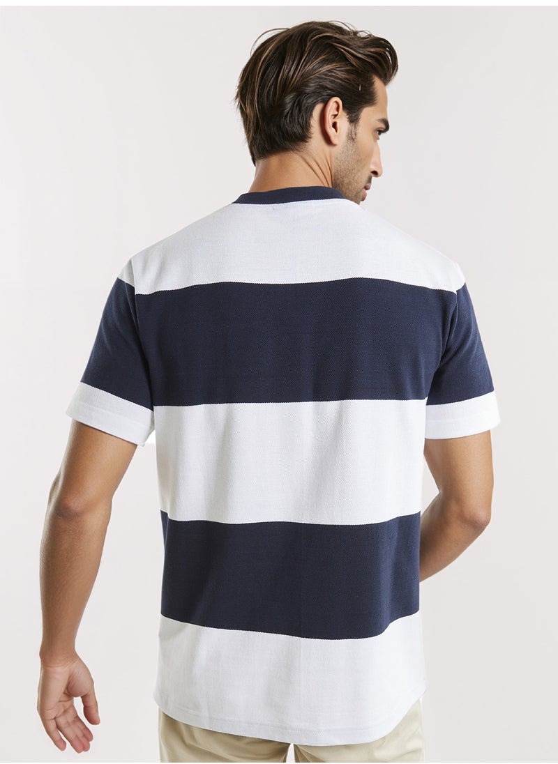 NAUTICA Contrast Striped Regular Fit Premium Cotton Crew Neck T-shirt  - Image 2