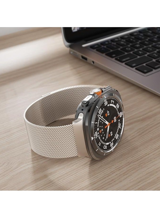 Replacement Band for Samsung Galaxy Watch Ultra 47mm 2024 Band Magnetic Stainless Steel Strap Loop Watch Band Sports Straps (Starlight)  - Image 2