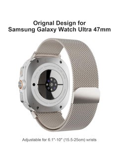 Generic Replacement Band for Samsung Galaxy Watch Ultra 47mm 2024 Band Magnetic Stainless Steel Strap Loop Watch Band Sports Straps (Starlight)  - Image 4