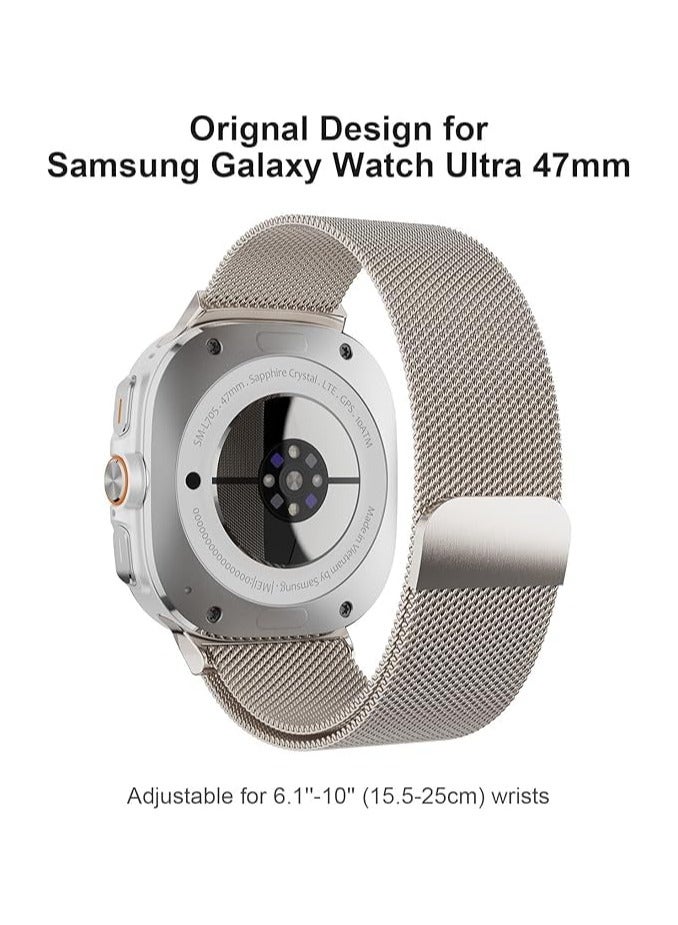 Replacement Band for Samsung Galaxy Watch Ultra 47mm 2024 Band Magnetic Stainless Steel Strap Loop Watch Band Sports Straps (Starlight)  - Image 4
