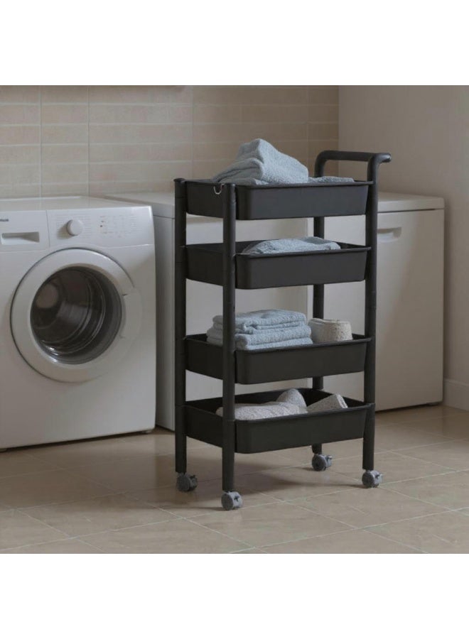 كونسيبت هوم عربة تنظقم و تخزين 4 ارفف متعدد الاستخدامات مزود بعجلات أسود 110x53.5x32 سم - Image 3