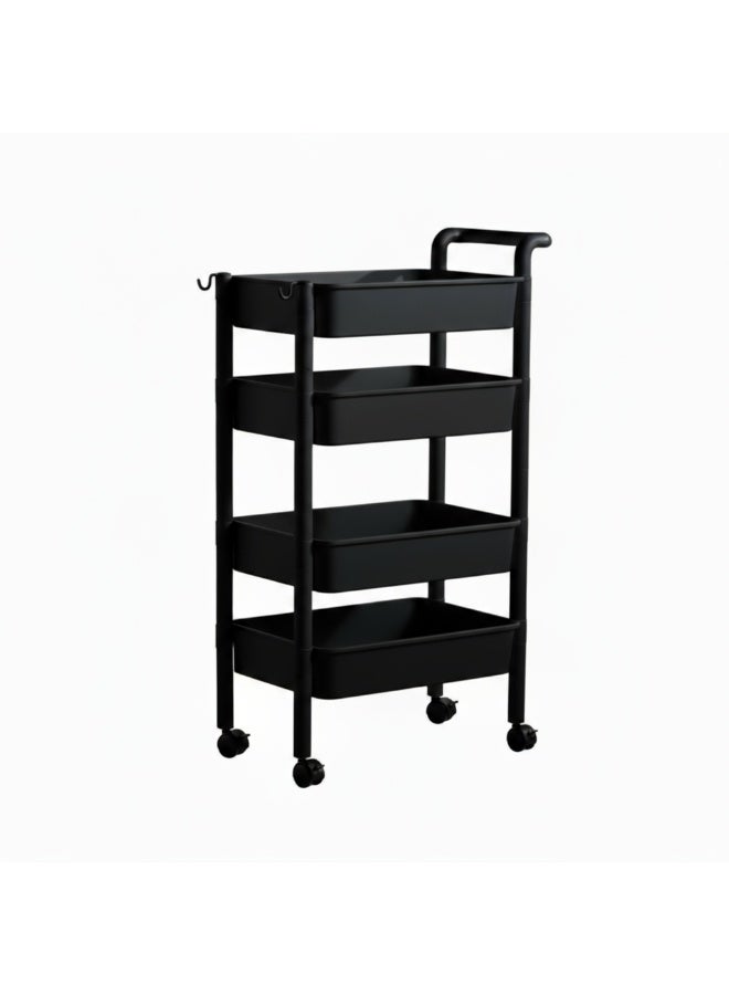 كونسيبت هوم عربة تنظقم و تخزين 4 ارفف متعدد الاستخدامات مزود بعجلات أسود 110x53.5x32 سم - Image 4