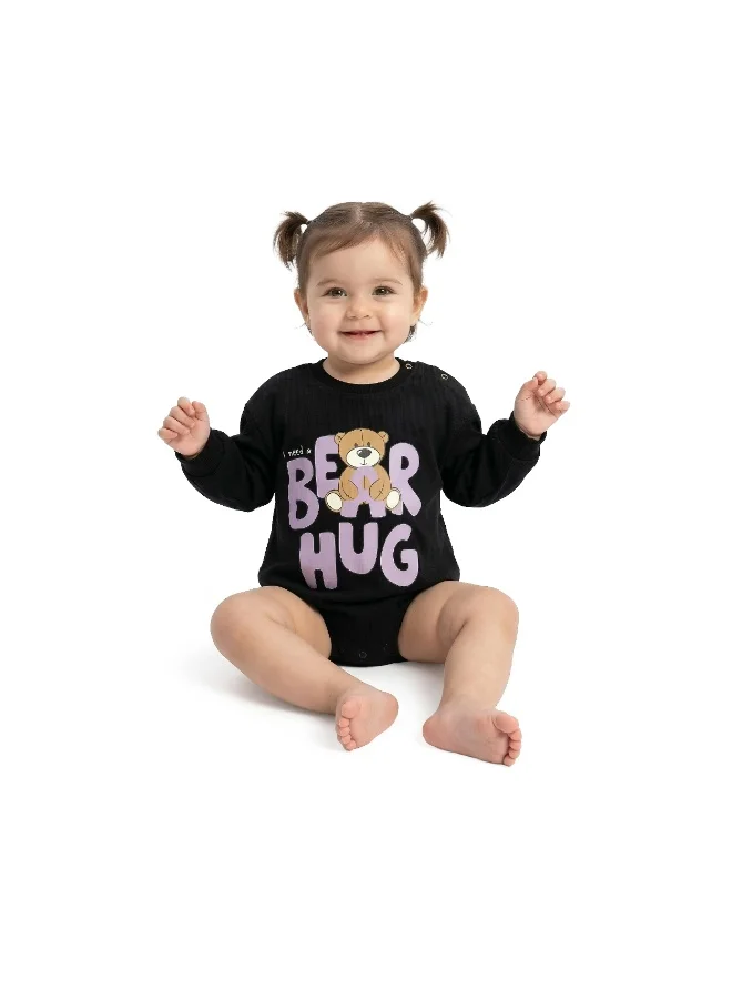 ايكو AIKO-Baby Black Onesie With Bear Print