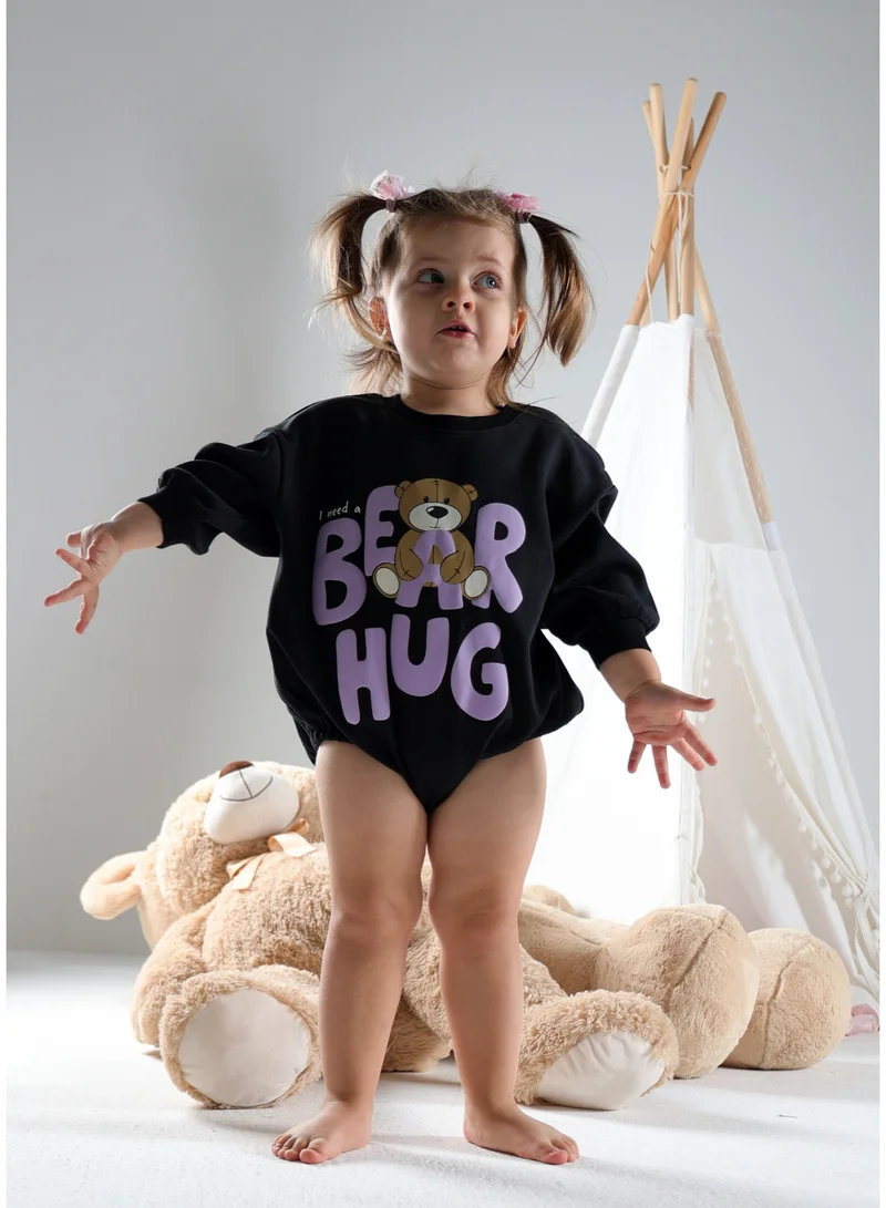ايكو AIKO-Baby Black Onesie With Bear Print