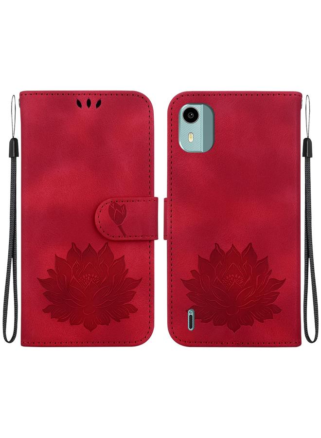 erorex Case For Nokia C12 Lotus Embossed Leather Phone Case  - Image 1