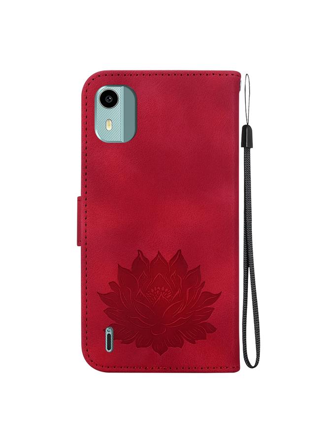 erorex Case For Nokia C12 Lotus Embossed Leather Phone Case  - Image 3