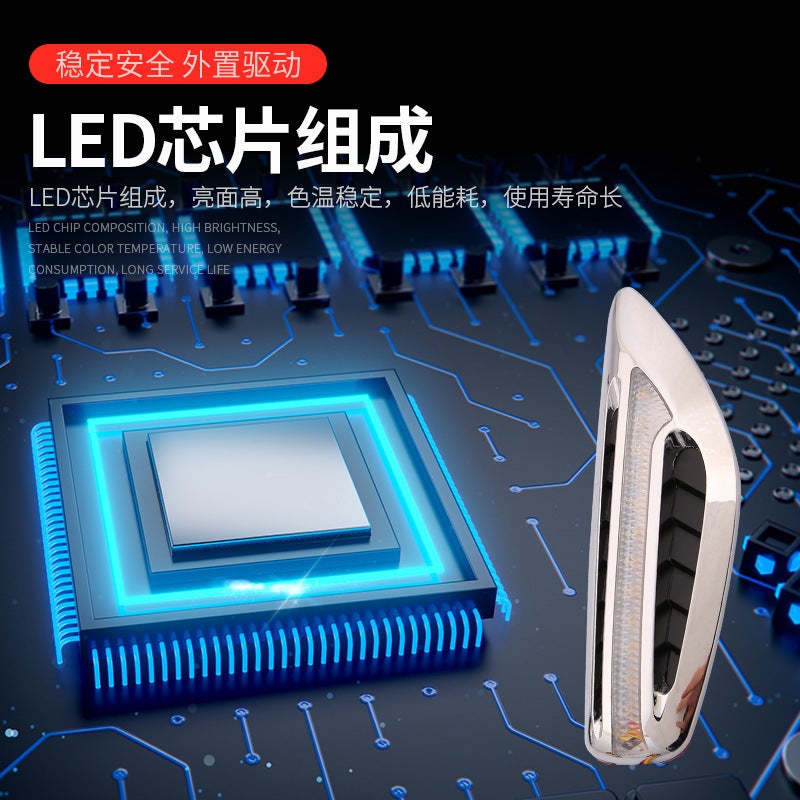 Car Bright Led Running Water Side Turn Signal Dark Night Blade With Strobe Modified Leaf Board Turn Signal Corner Lamp - Image 4