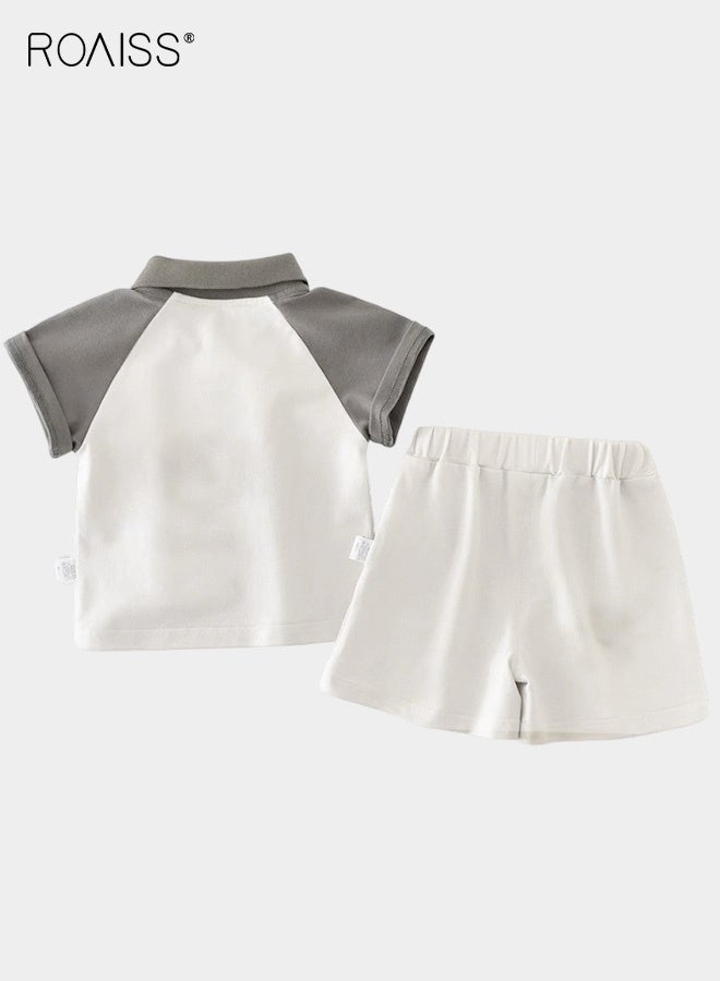 roaiss Little Boy 2PCS Outfit, Adorable Polo Shirt and Shorts Set for Boys, Summer Suit with Short Sleeve Top and Elastic Waist Short Pants, Perfect for Daily Wear or Various Occasions - Image 3