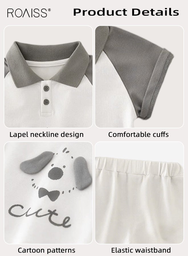 roaiss Little Boy 2PCS Outfit, Adorable Polo Shirt and Shorts Set for Boys, Summer Suit with Short Sleeve Top and Elastic Waist Short Pants, Perfect for Daily Wear or Various Occasions - Image 4