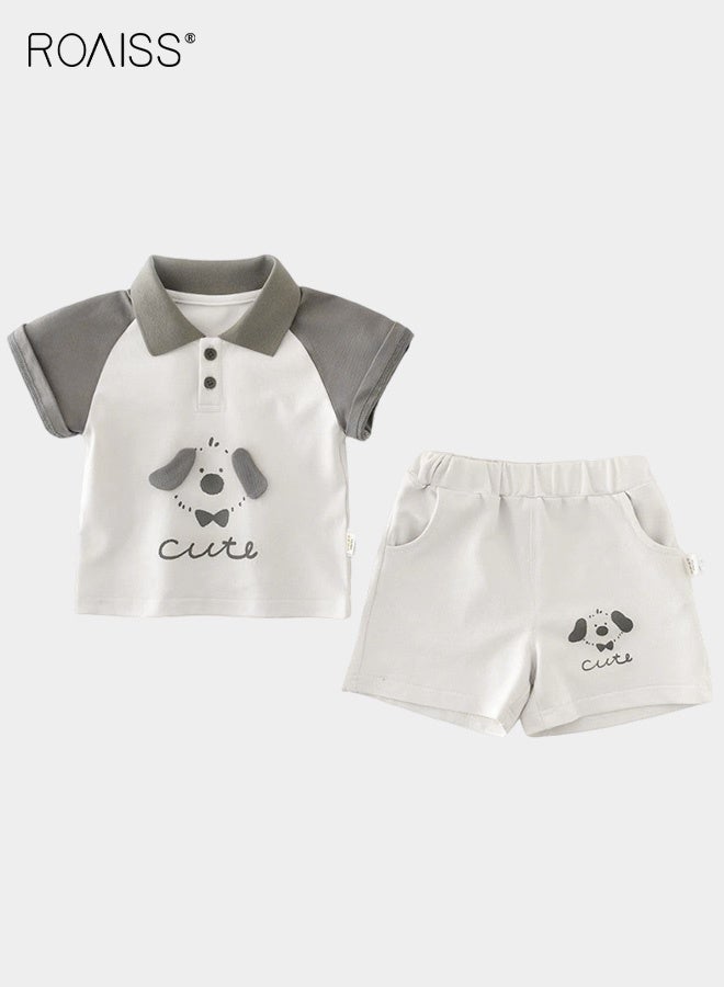roaiss Little Boy 2PCS Outfit, Adorable Polo Shirt and Shorts Set for Boys, Summer Suit with Short Sleeve Top and Elastic Waist Short Pants, Perfect for Daily Wear or Various Occasions - Image 2