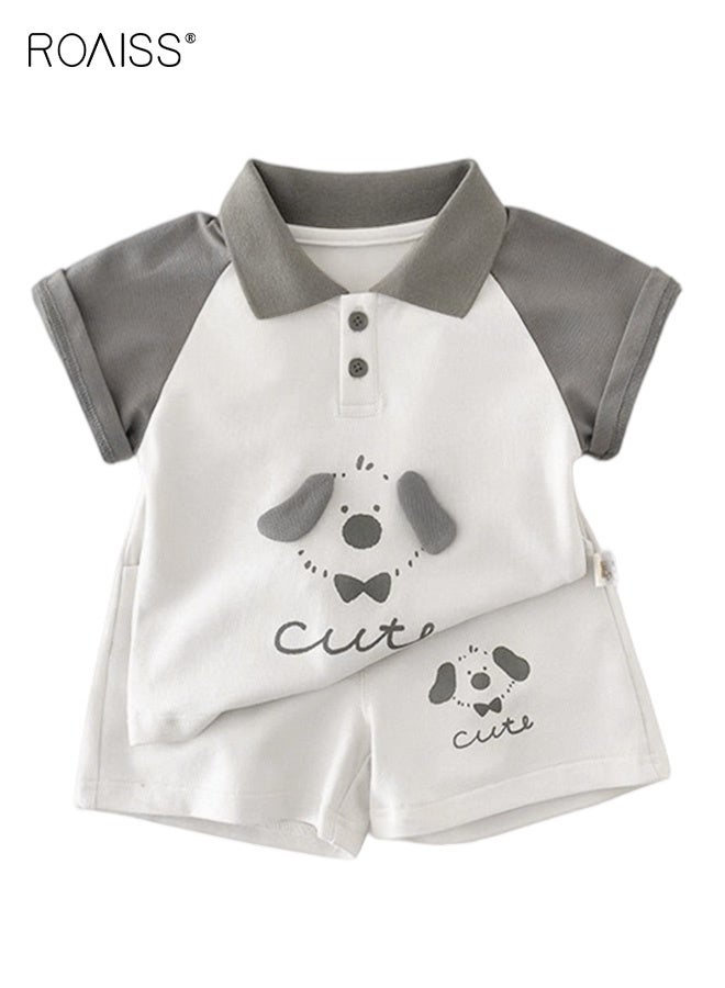 roaiss Little Boy 2PCS Outfit, Adorable Polo Shirt and Shorts Set for Boys, Summer Suit with Short Sleeve Top and Elastic Waist Short Pants, Perfect for Daily Wear or Various Occasions - Image 1
