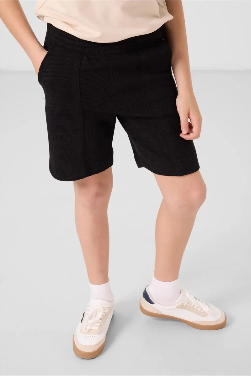 Tommylife Black TOMMY Youth Cotton-Blend Shorts for Men | Best Price UAE